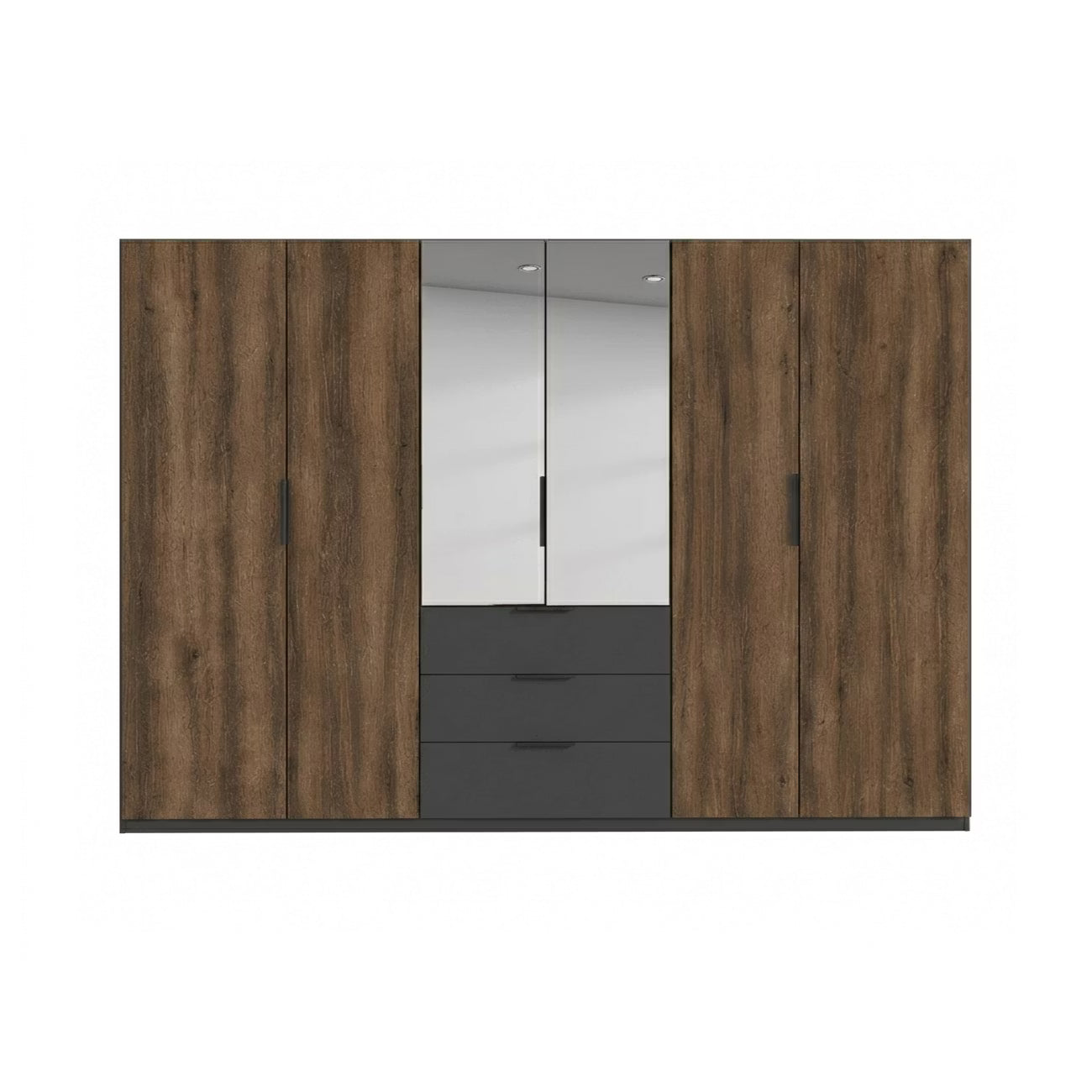 Rauch Atlantic Oak 6 Door Hinged Wardrobe with Drawers - W301CM