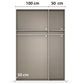 Rauch Atlantic Oak 3 Door Hinged Wardrobe shown Without Doors with overlaid dimension labels: 100 cm across the top and 50 cm and 50 cm below, indicating width and height measurements.