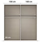 Rauch Atlantic Oak Internal closet without door measurement diagram showing two large doors, each labeled 100 cm wide and 50 cm tall, with white dimension lines and text on a plain white background.