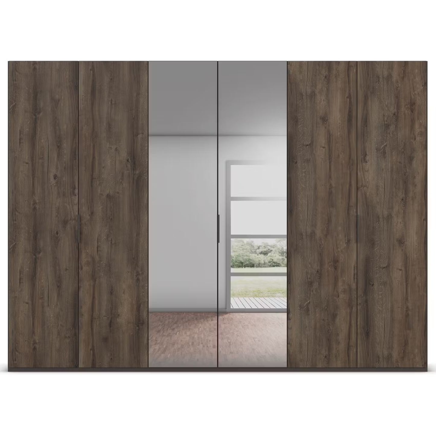 Rauch Atlantic Oak 6 Door Hinged Wardrobe  With Mirror  Width 301CM Height 223cm