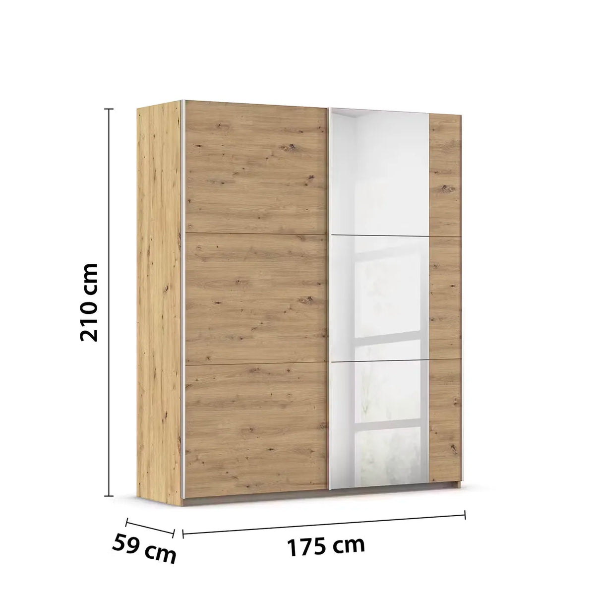 Rauch Aura Artisan Oak Sliding Door Wardrobe with Mirror