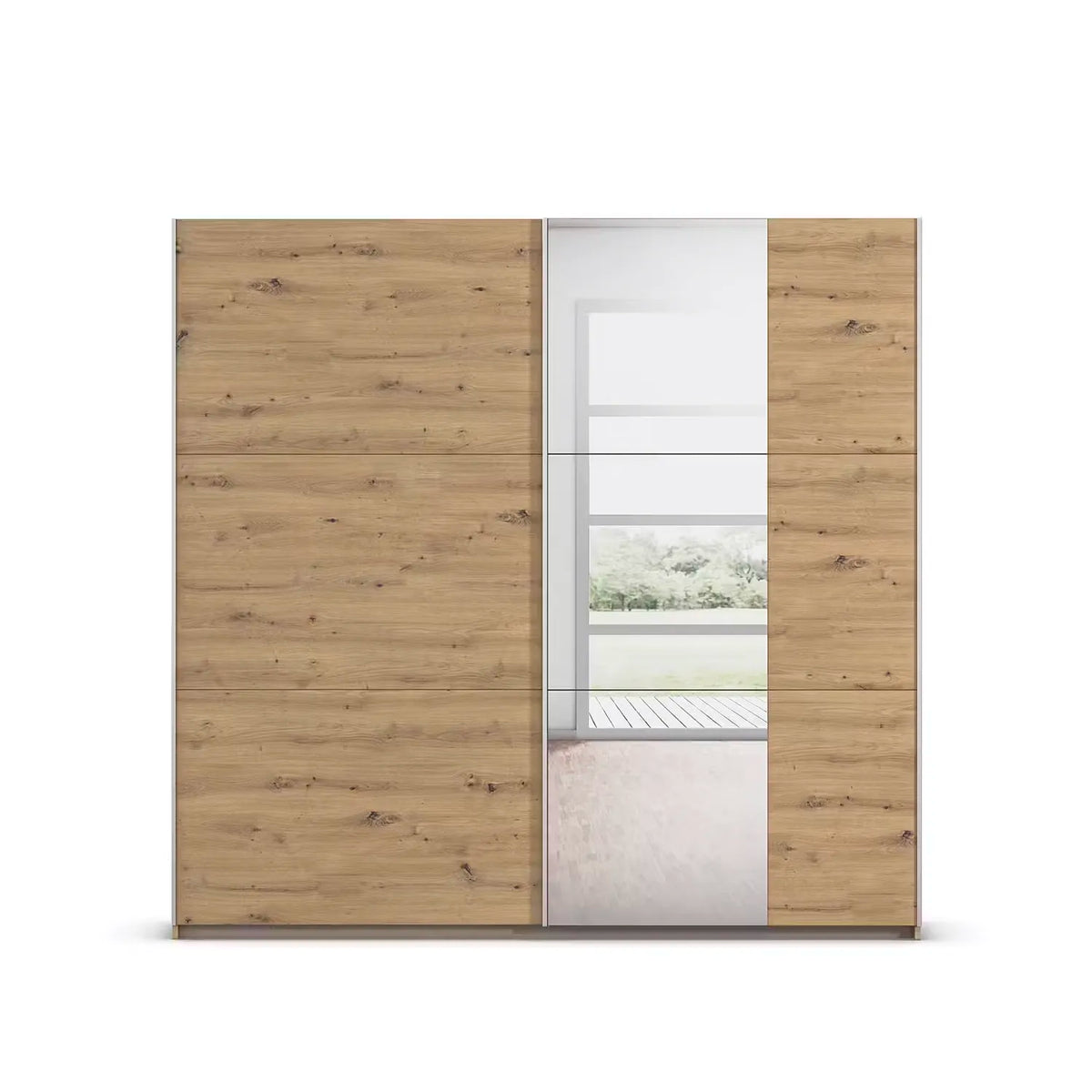 Rauch Aura Artisan Oak Sliding Door Wardrobe with Mirror