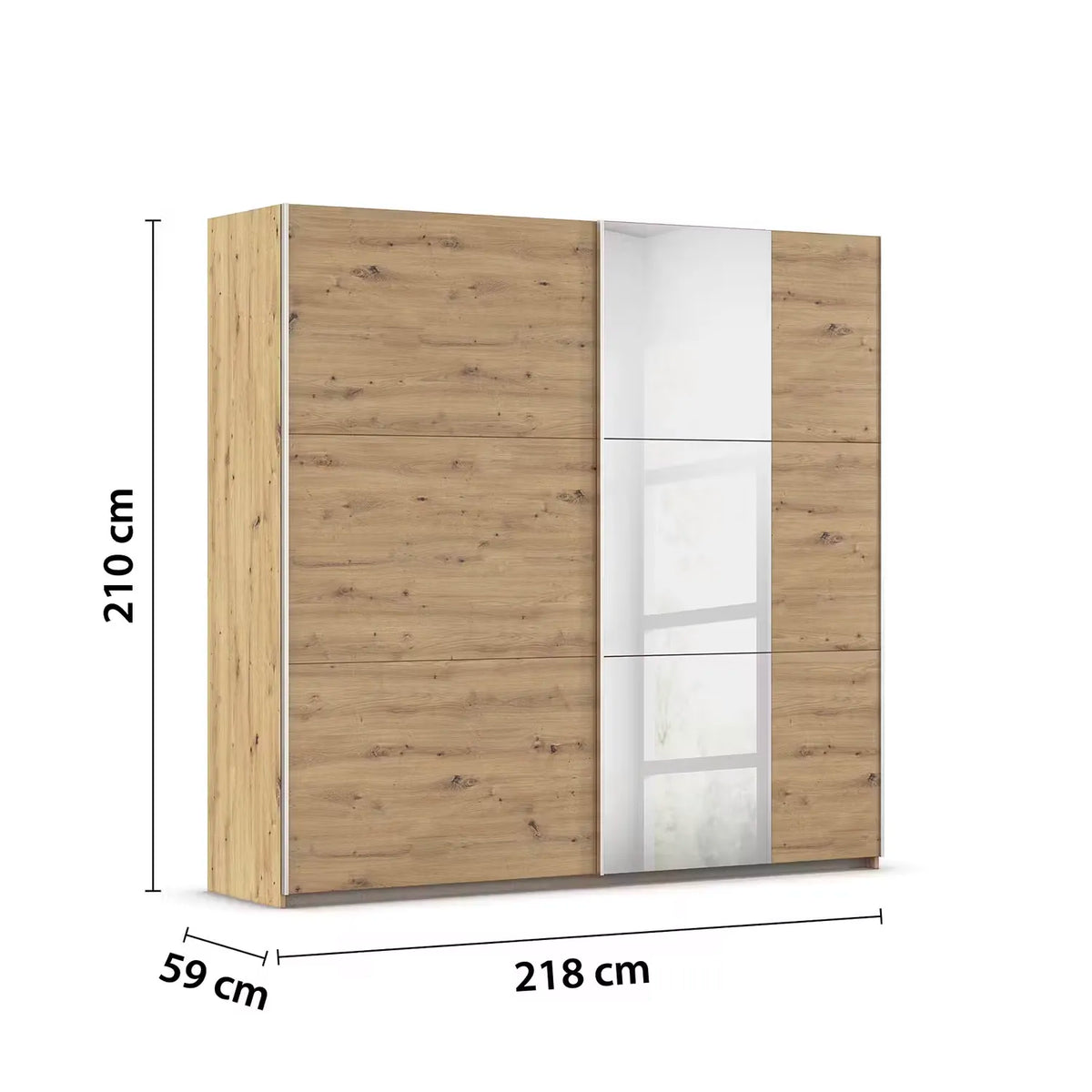 Rauch Aura Artisan Oak Sliding Door Wardrobe with Mirror