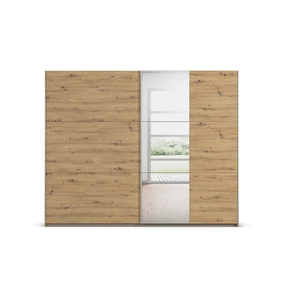 Rauch Aura Artisan Oak Sliding Door Wardrobe with Mirror