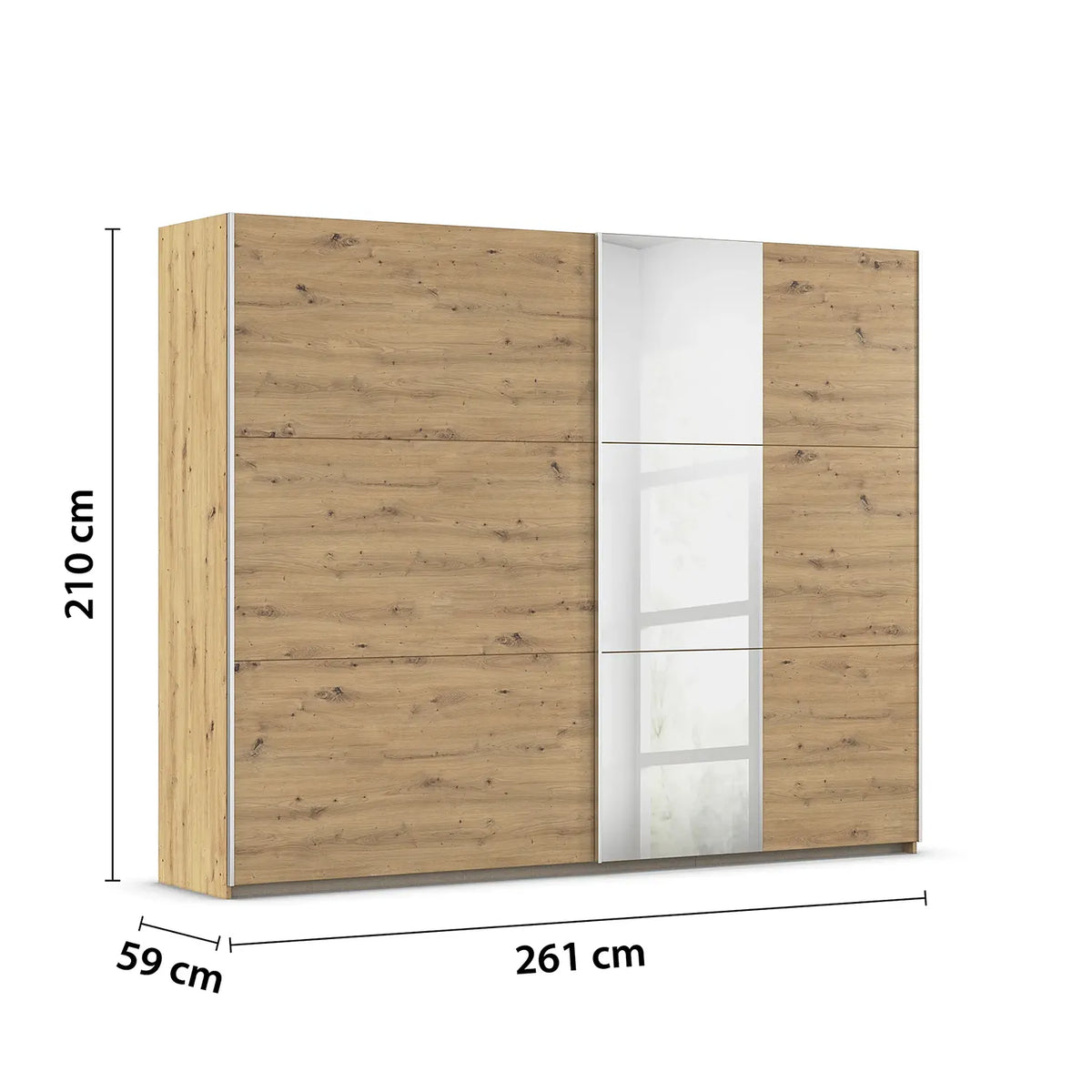 Rauch Aura Artisan Oak Sliding Door Wardrobe with Mirror