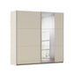 German-made Rauch Aura sliding wardrobe in champagne with aluminium handles. Choose 175cm, 218cm or 261cm. Free delivery, 4–6 week dispatch.