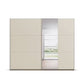 A modern Rauch Aura. sliding wardrobe with two doors, featuring two solid beige doors and Mirror pads on one door