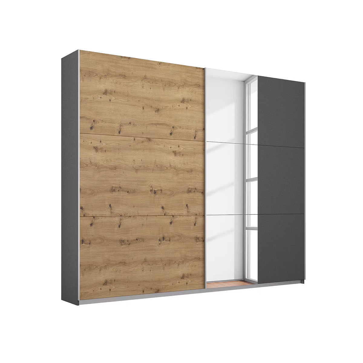 Rauch Aura Artisan Oak Sliding Door Wardrobe with Mirror