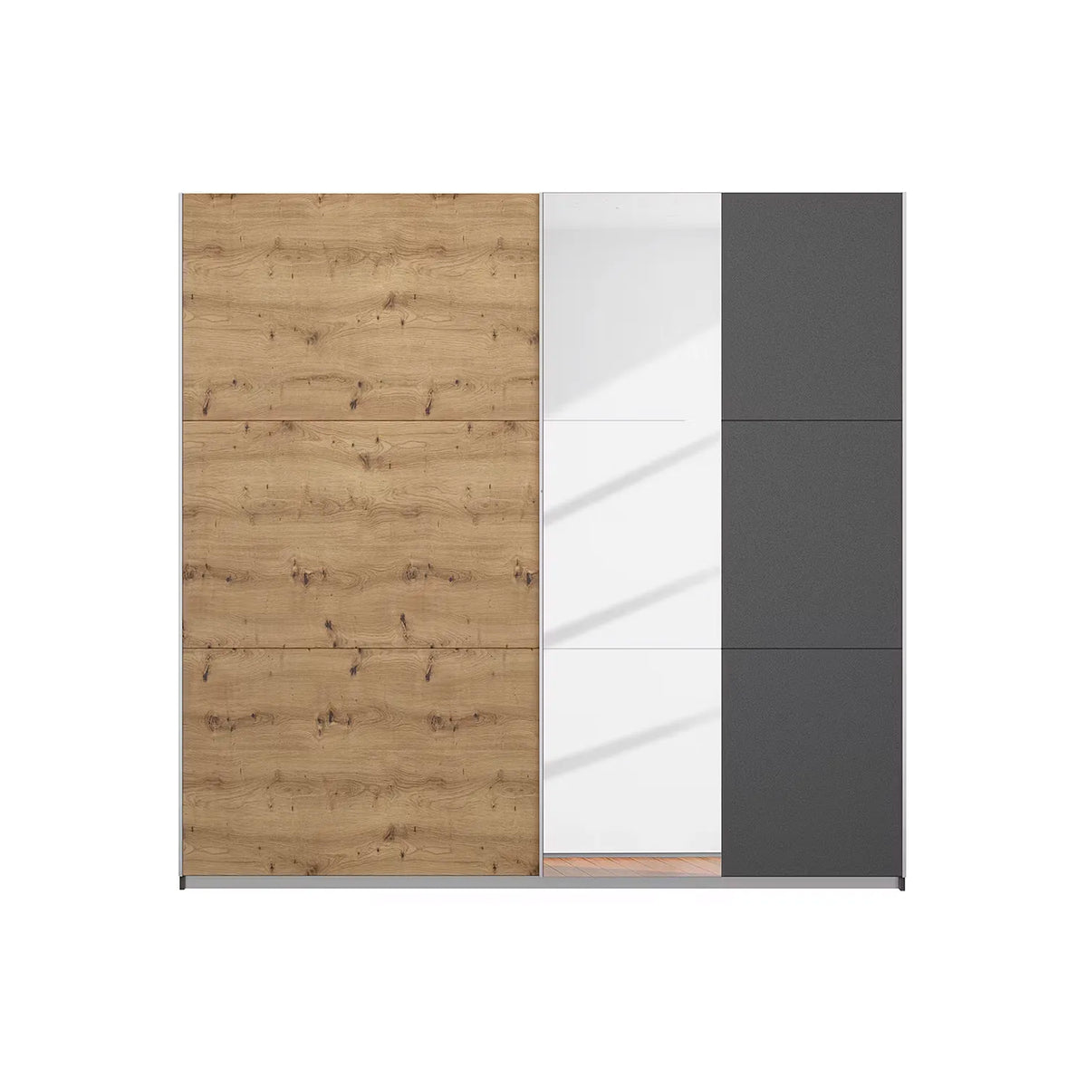 Rauch Aura Artisan Oak Sliding Door Wardrobe with Mirror