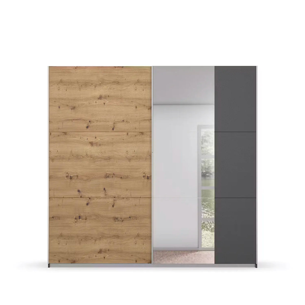 Rauch Aura Artisan Oak Sliding Door Wardrobe with Mirror