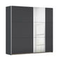 Rauch Aura two door 218cm Wide Metallic Grey Sliding Door Wardrobe with Mirror Pads on one door
