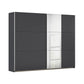 Rauch Aura two door 261cm Wide Metallic Grey Sliding Door Wardrobe with Mirror Pads on one door