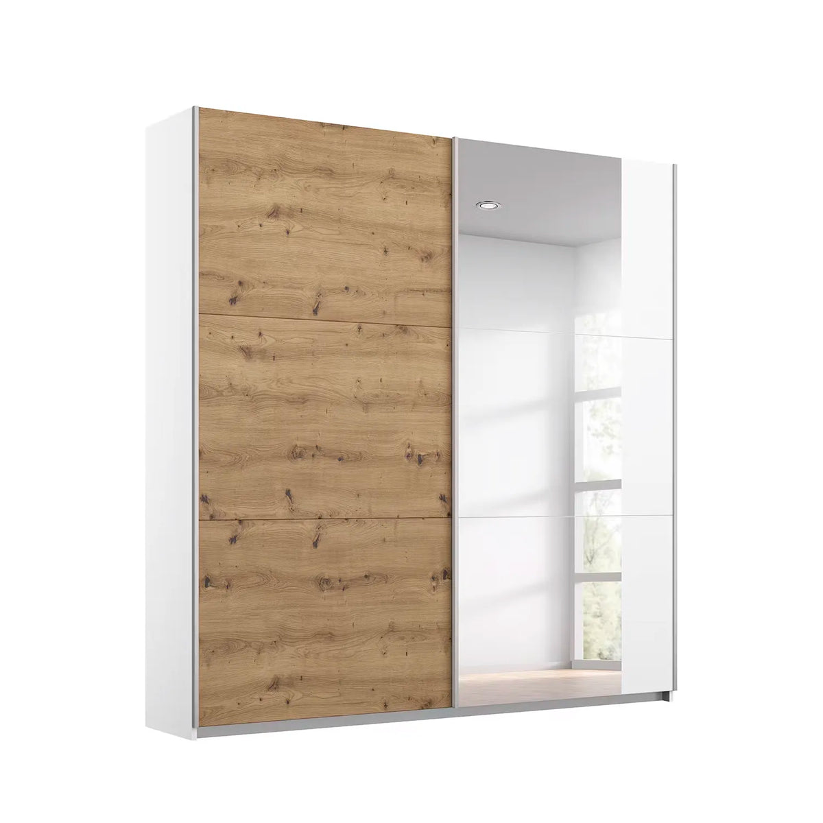 Rauch Aura Artisan Oak Sliding Door Wardrobe with Mirror