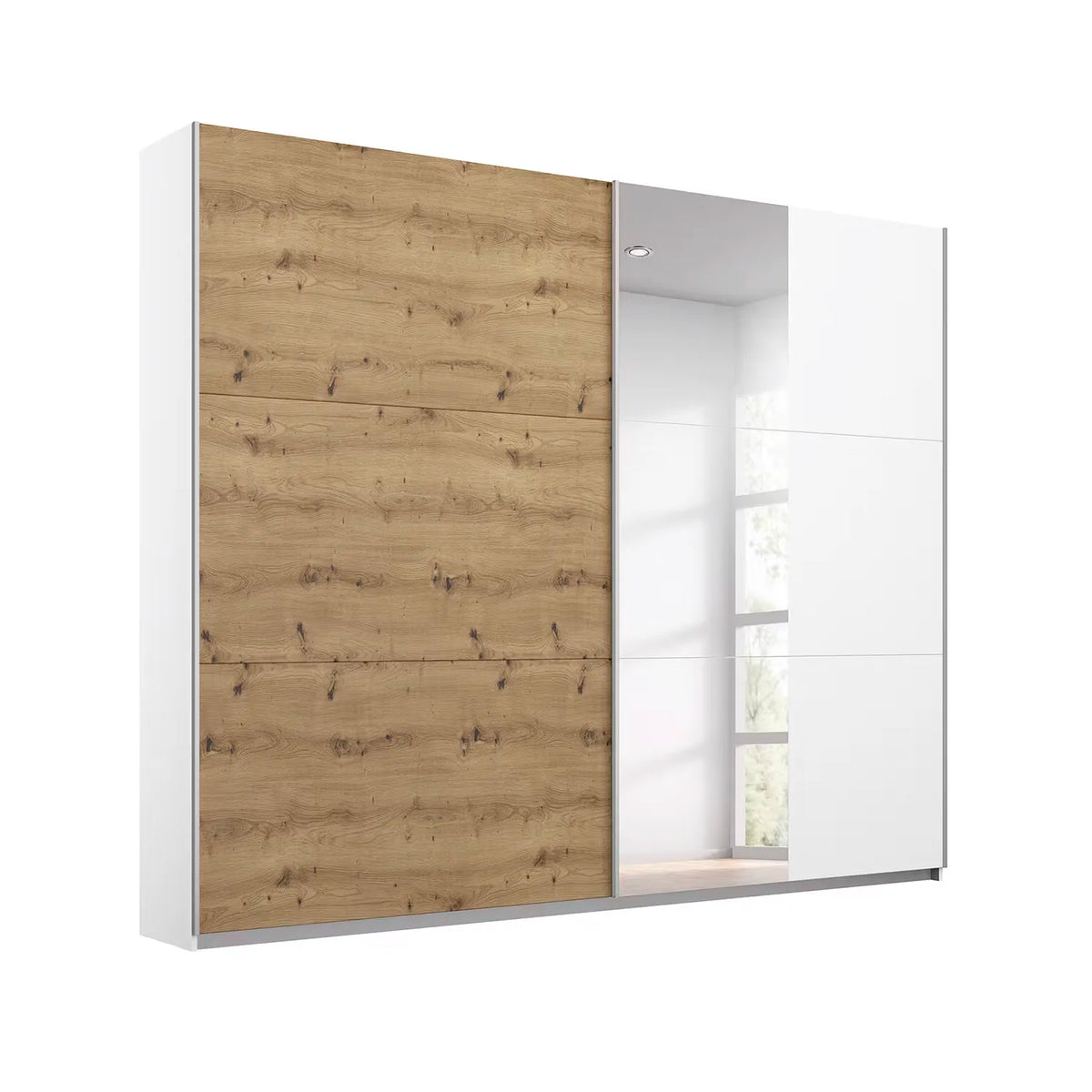 Rauch Aura Artisan Oak Sliding Door Wardrobe with Mirror