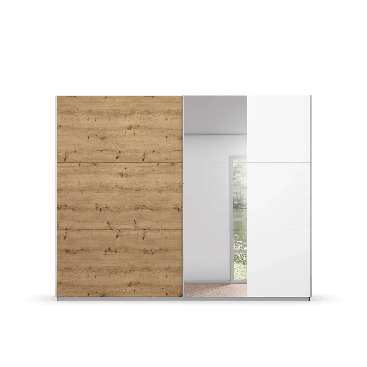Rauch Aura Artisan Oak Sliding Door Wardrobe with Mirror