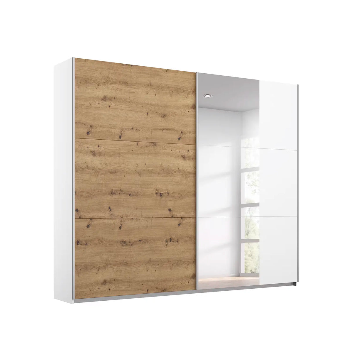 Rauch Aura Artisan Oak Sliding Door Wardrobe with Mirror