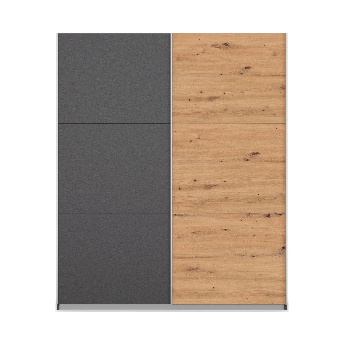 Rauch Aurelia Metallic Grey & Artisan Oak Sliding Door Wardrobe front view