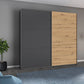 Rauch Aurelia Metallic Grey & Artisan Oak Sliding Door Wardrobe styled in a modern bedroom