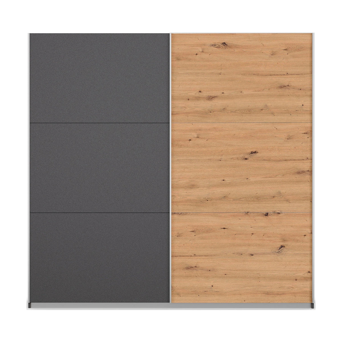 Rauch Aurelia Metallic Grey & Artisan Oak Sliding Door Wardrobe front view