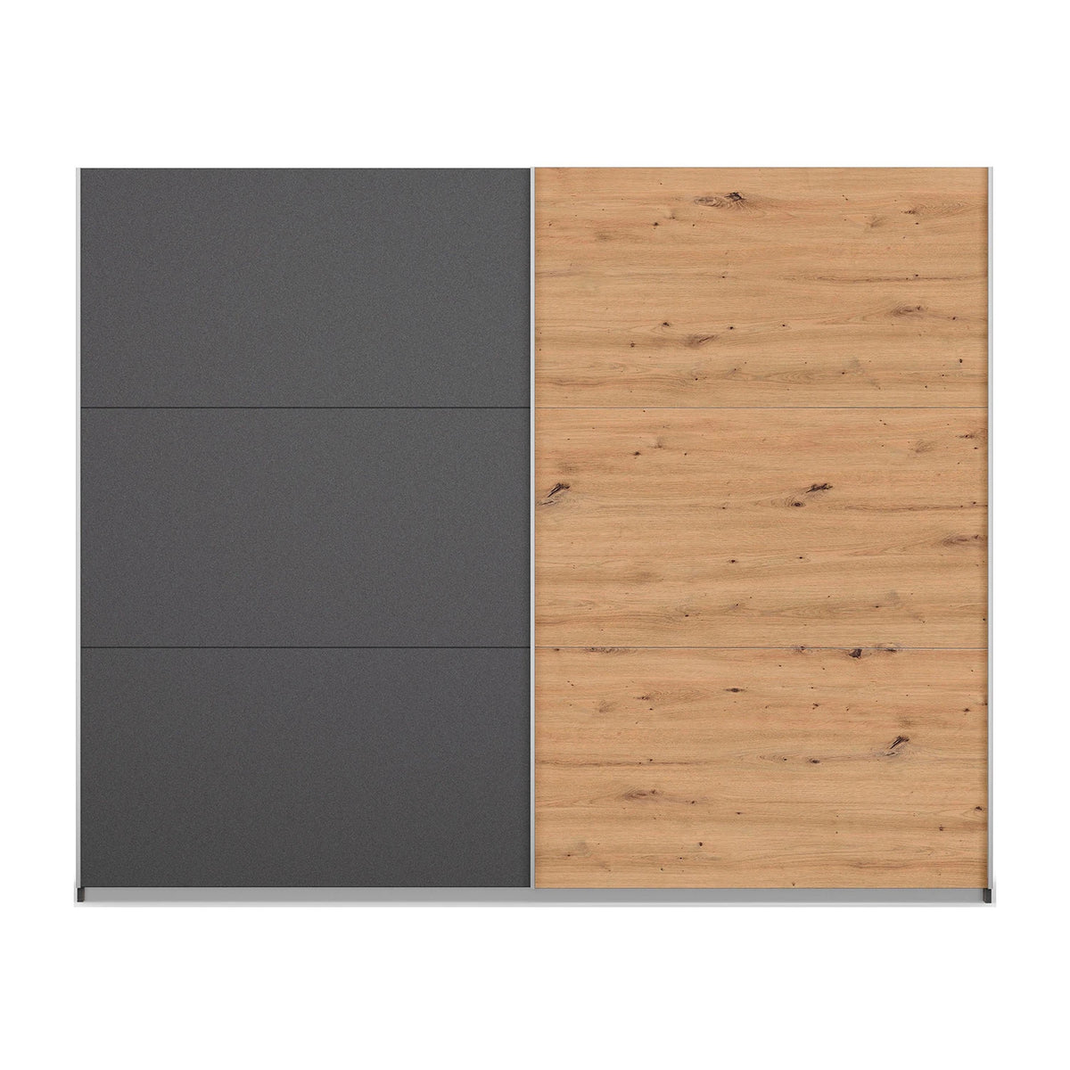 Rauch Aurelia Metallic Grey & Artisan Oak Sliding Door Wardrobe front view
