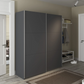Rauch Aurelia Metallic Grey Sliding Door Wardrobe styled in a modern bedroom