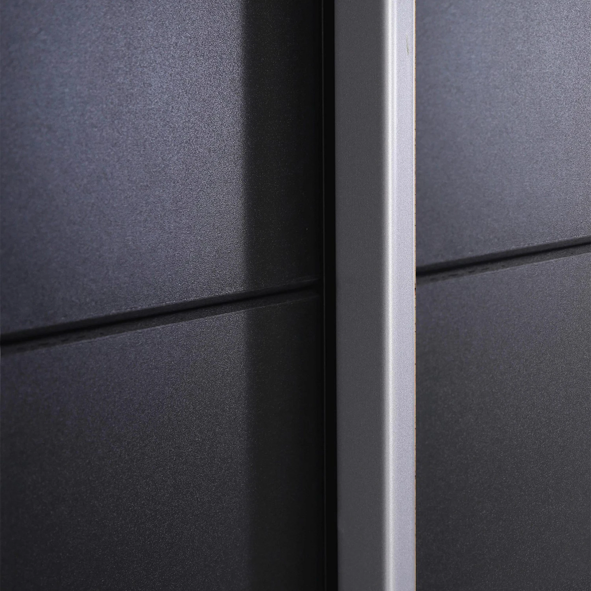 Rauch Aurelia Metallic Grey Sliding Door Wardrobe Door Handle closeup view