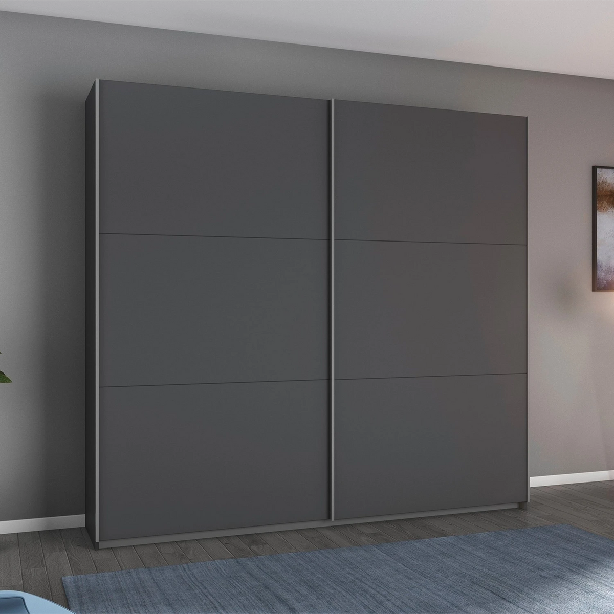 Rauch Aurelia Metallic Grey Sliding Door Wardrobe front view
