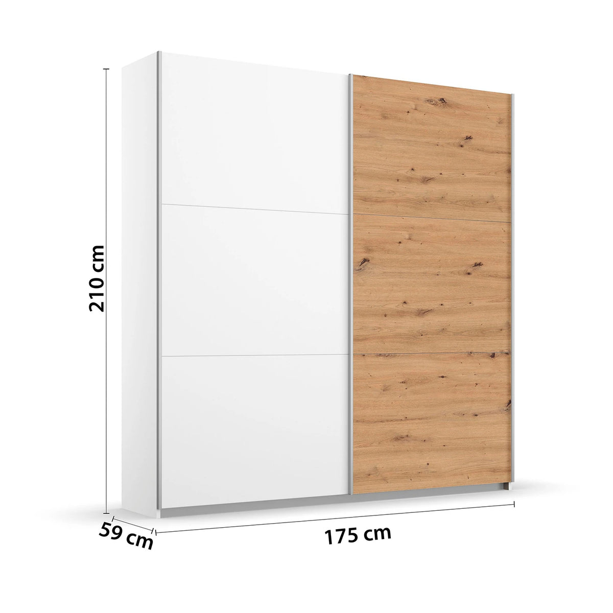Rauch Aurelia White & Artisan Oak Sliding Door Wardrobe Dimensions