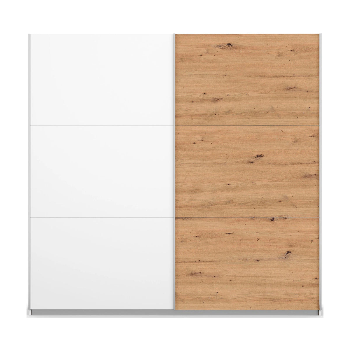 Rauch Aurelia White & Artisan Oak Sliding Door Wardrobe front view
