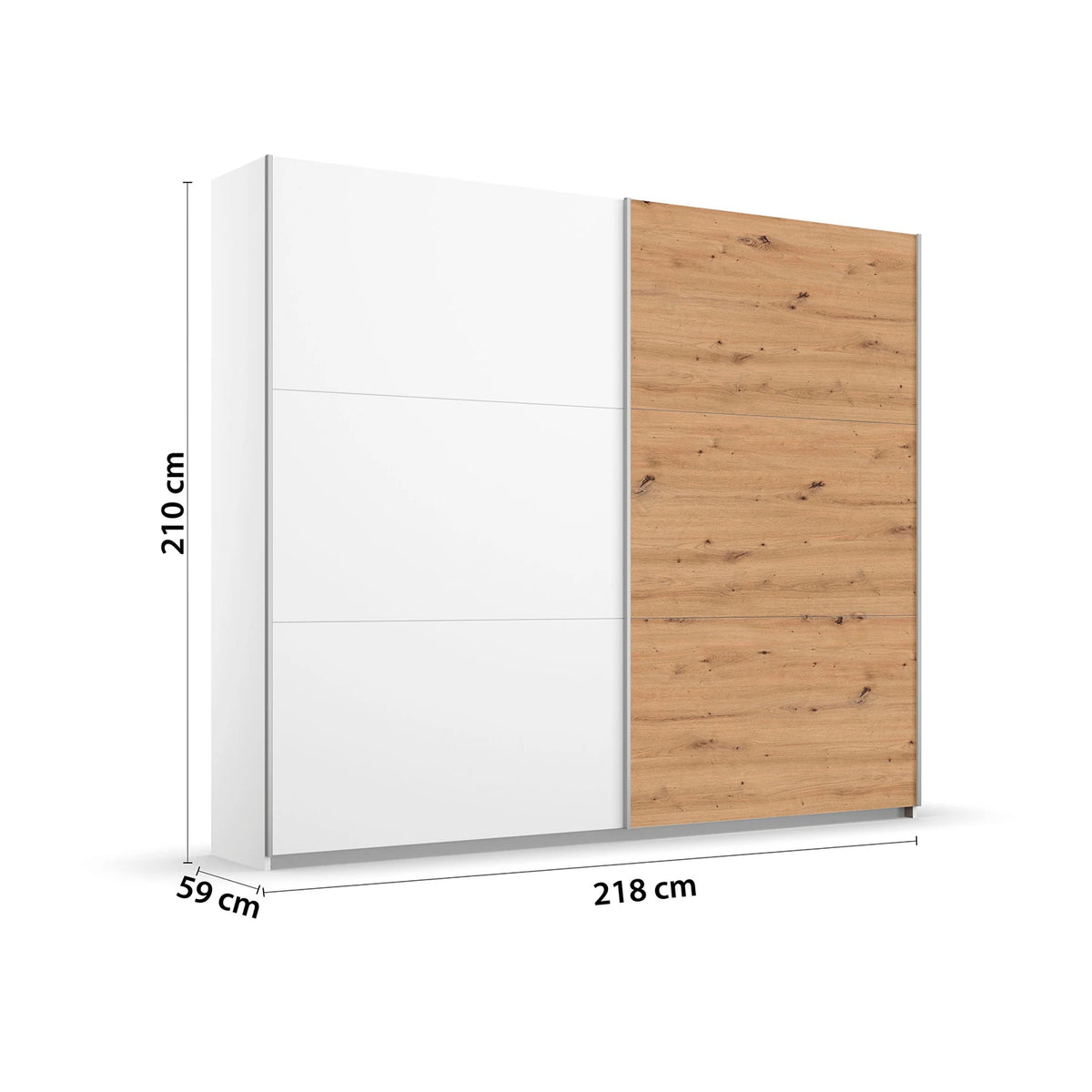 Rauch Aurelia White & Artisan Oak Sliding Door Wardrobe Dimensions