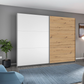 Rauch Aurelia White & Artisan Oak Sliding Door Wardrobe styled in a modern bedroom