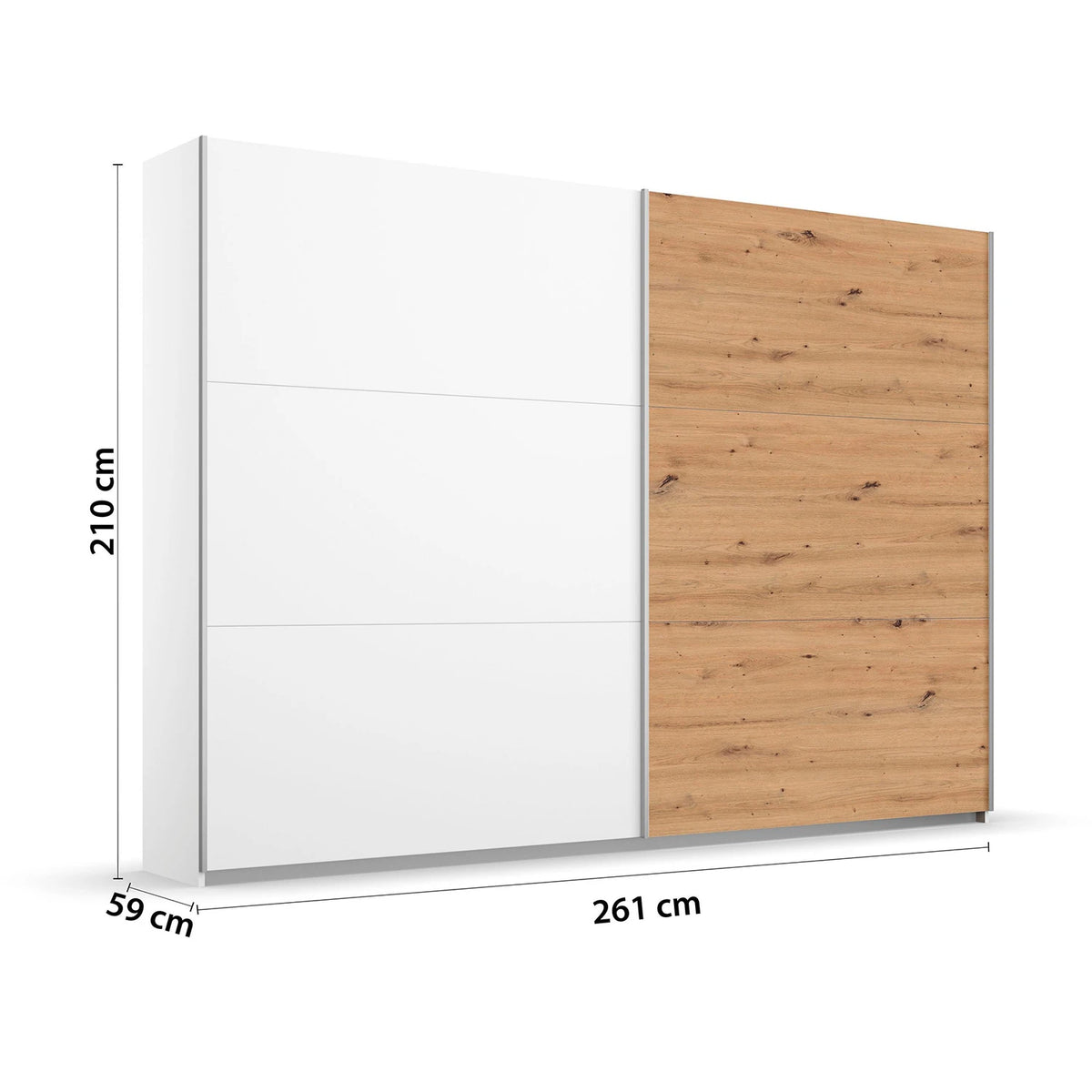 Rauch Aurelia White & Artisan Oak Sliding Door Wardrobe Dimensions