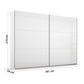 Rauch Aurelia White High Gloss sliding wardrobe or closet doors with dimension annotations showing 210 cm height, 261 cm width, and 59 cm depth on a light gray background.