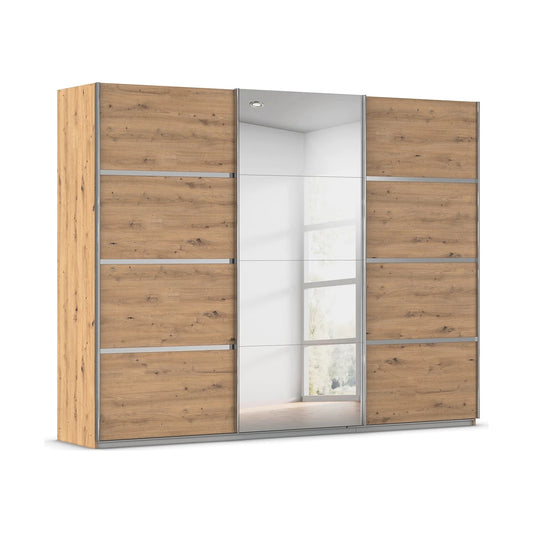 Aurich Artisan Oak Sliding Door Wardrobe with Mirror 271cm