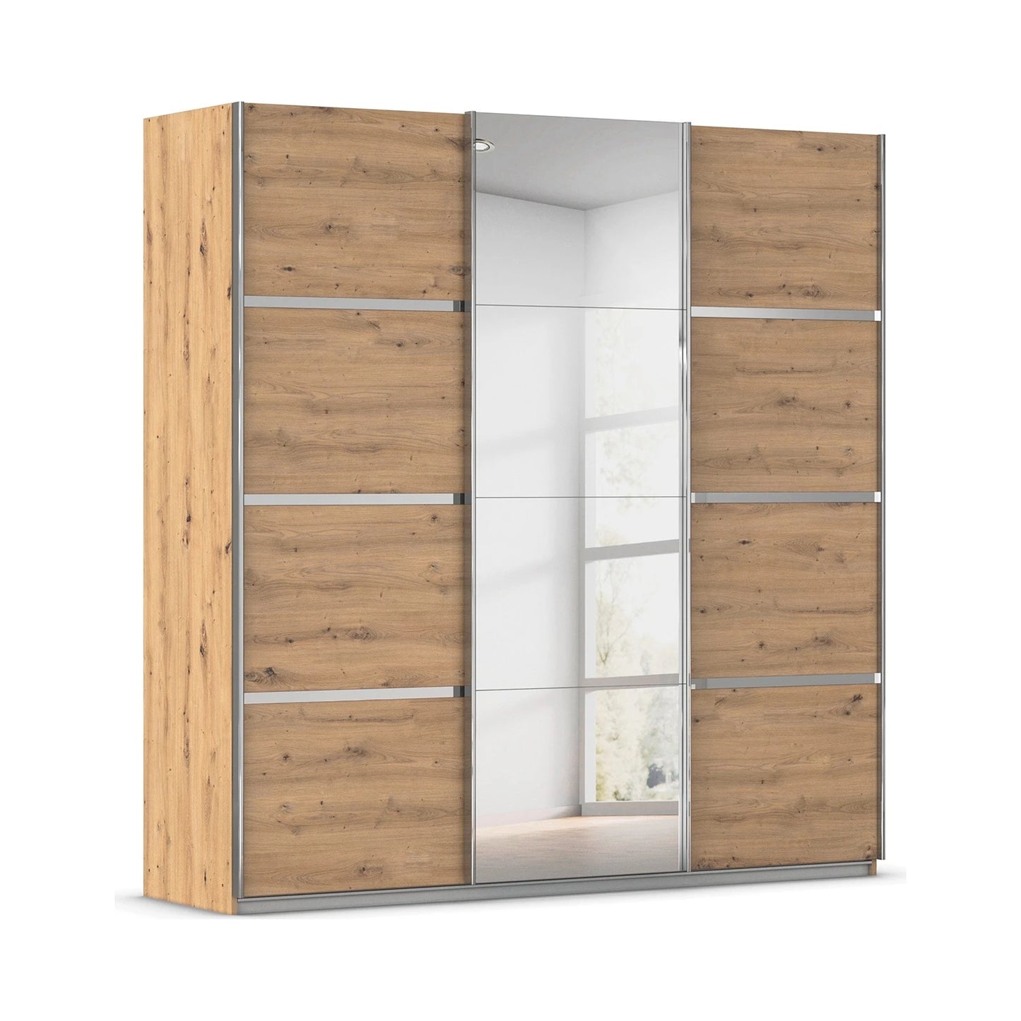 Aurich Artisan Oak Sliding Door Wardrobe with Mirror 203cm