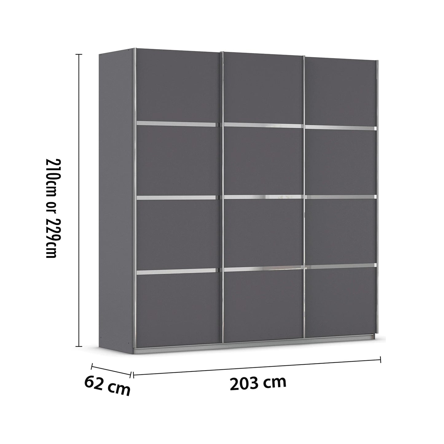 Rauch Aurich Metallic Grey Decor Sliding Door Wardrobe 203cm