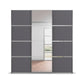 Rauch Aurich Metallic Grey Decor Sliding Door Wardrobe with Mirror 203cm