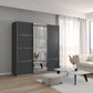 Rauch Aurich Metallic Grey Decor Sliding Door Wardrobe with Mirror 203cm