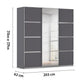 Rauch Aurich Metallic Grey Decor Sliding Door Wardrobe with Mirror 203cm