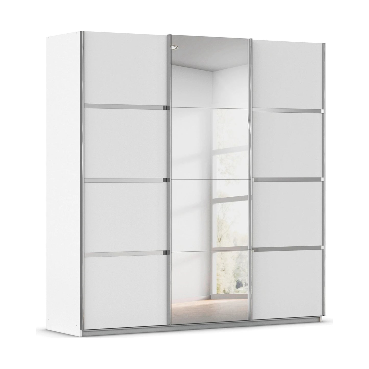 Rauch Aurich White Decor Sliding Door Wardrobe with Mirror 203cm