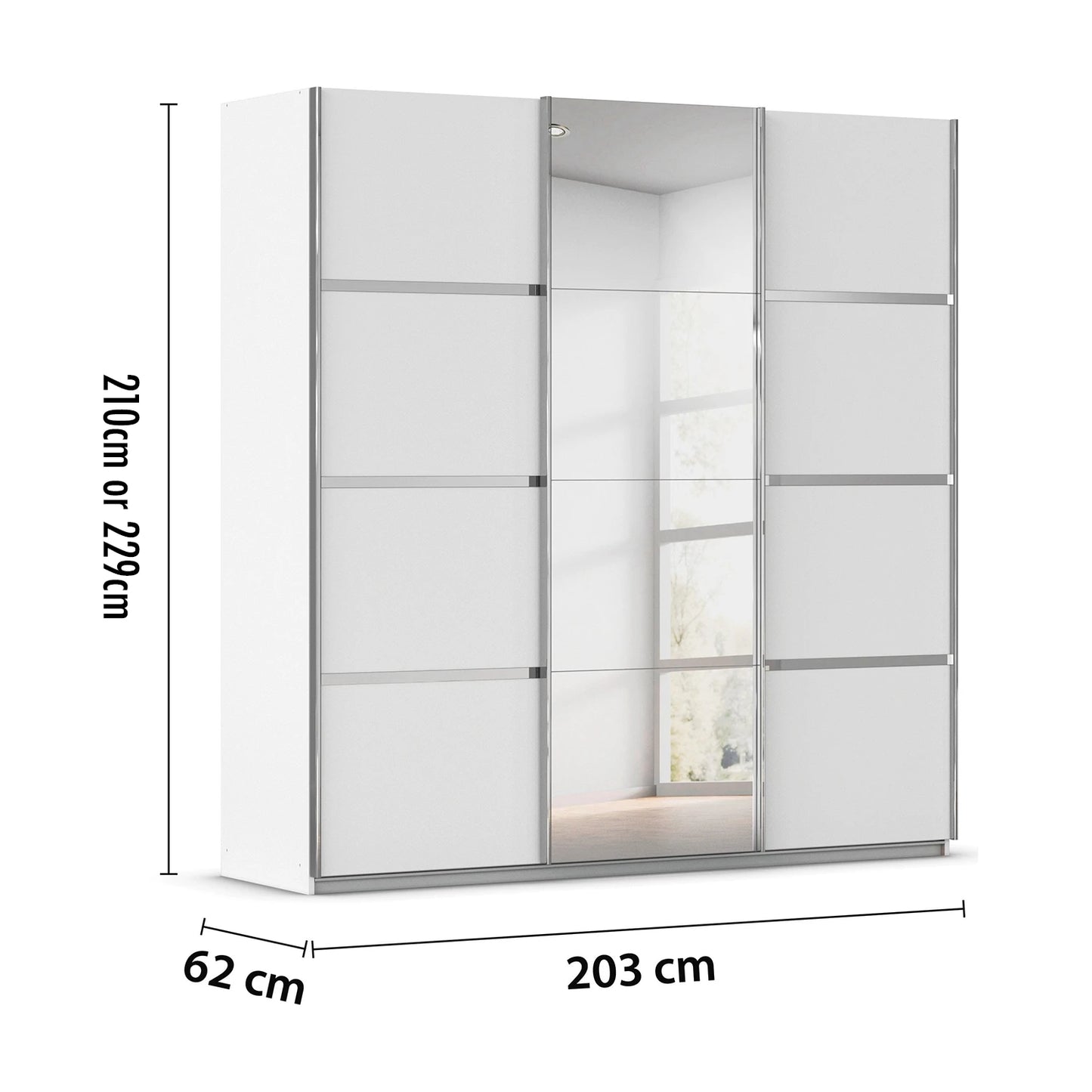 Rauch Aurich White Decor Sliding Door Wardrobe with Mirror 203cm