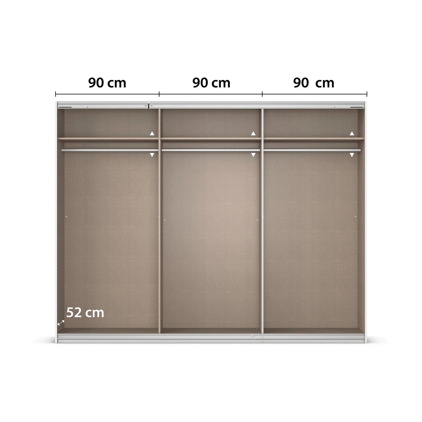 Rauch Aurich White Decor Sliding Door Wardrobe with Mirror 271cm