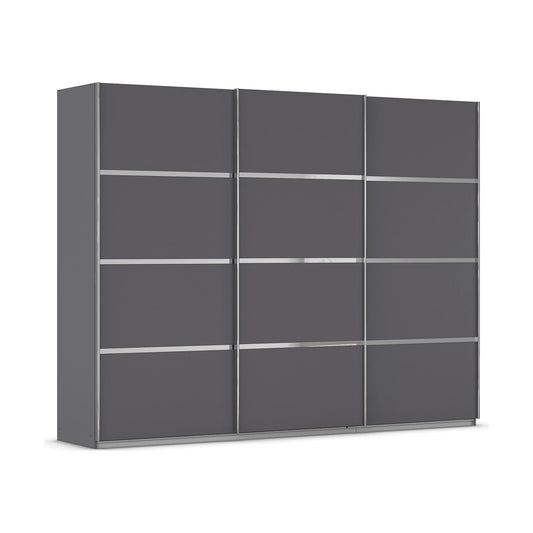 Rauch Aurich Metallic Grey Decor Sliding Door Wardrobe 271cm