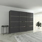 Rauch Aurich Metallic Grey Decor Sliding Door Wardrobe 271cm