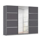 Rauch Aurich Metallic Grey Decor Sliding Door Wardrobe with Mirror 271cm