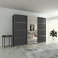 Rauch Aurich Metallic Grey Decor Sliding Door Wardrobe with Mirror 271cm