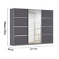 Rauch Aurich Metallic Grey Decor Sliding Door Wardrobe with Mirror 271cm