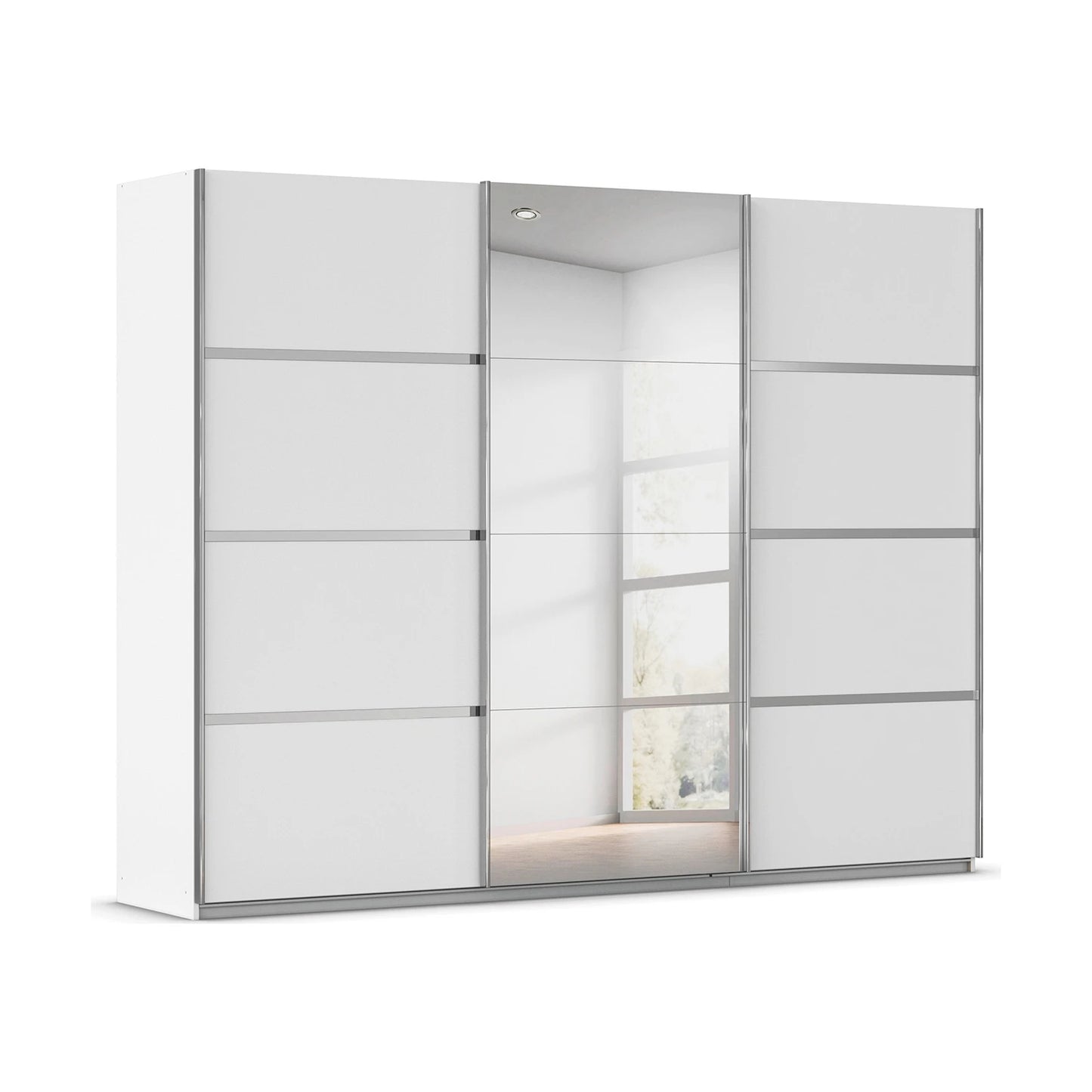 Rauch Aurich White Decor Sliding Door Wardrobe with Mirror 271cm