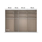Closet organizer with dimensions labeled on a white background