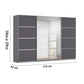 Rauch Aurich Metallic Grey Decor Sliding Door Wardrobe with Mirror 315cm